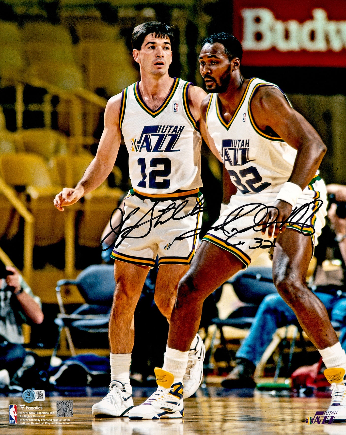 John Stockton & Karl Malone Autographed 16x20 Photo Utah Jazz Beckett BAS Witness Stock #235775