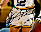 John Stockton & Karl Malone Autographed 16x20 Photo Utah Jazz Beckett BAS Witness Stock #235775
