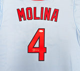 St. Louis Cardinals Yadier Molina Autographed Light Blue Nike Jersey Size L JSA Stock #236165
