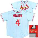 St. Louis Cardinals Yadier Molina Autographed Light Blue Nike Jersey Size XL JSA Stock #236166