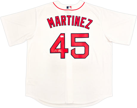 Boston Red Sox Pedro Martinez Autographed White Nike Jersey Size XXL Beckett BAS Witness Stock #236168