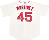 Boston Red Sox Pedro Martinez Autographed White Nike Jersey Size XL Beckett BAS Witness Stock #236167