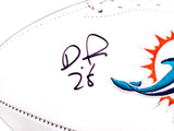 De'Von Achane Autographed Miami Dolphins White Logo Football Beckett BAS Witness Stock #221538