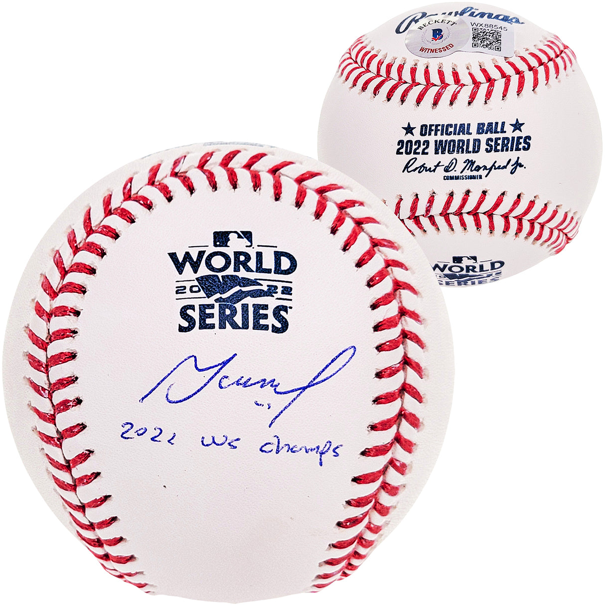 Jose Altuve Autographed Official 2022 World Series Logo MLB Baseball Houston Astros "22 WS Champs" Beckett BAS Witness Stock #210121