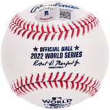 Jose Altuve Autographed Official 2022 World Series Logo MLB Baseball Houston Astros "22 WS Champs" Beckett BAS Witness Stock #210121