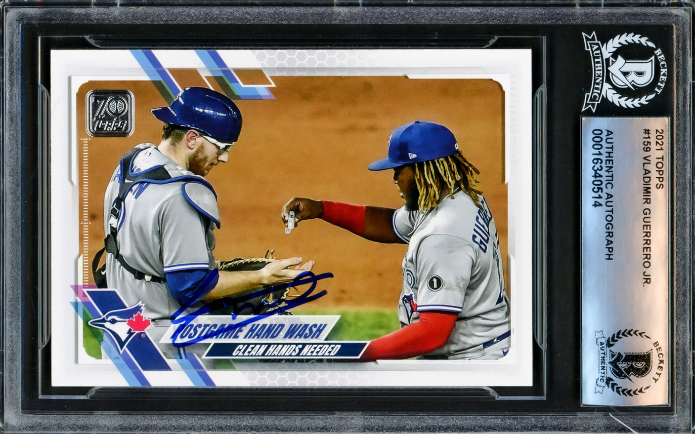Vladimir Guerrero Jr. Autographed 2021 Topps Card #159 Toronto Blue Jays Beckett BAS Stock #221560