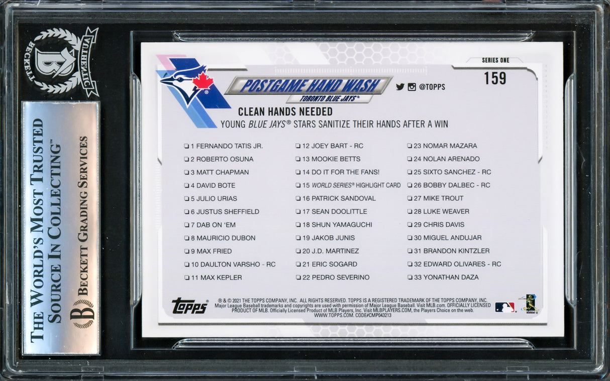 Vladimir Guerrero Jr. Autographed 2021 Topps Card #159 Toronto Blue Jays Beckett BAS Stock #221560