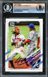 Vladimir Guerrero Jr. Autographed 2021 Topps Card #61 Toronto Blue Jays Beckett BAS Stock #221561