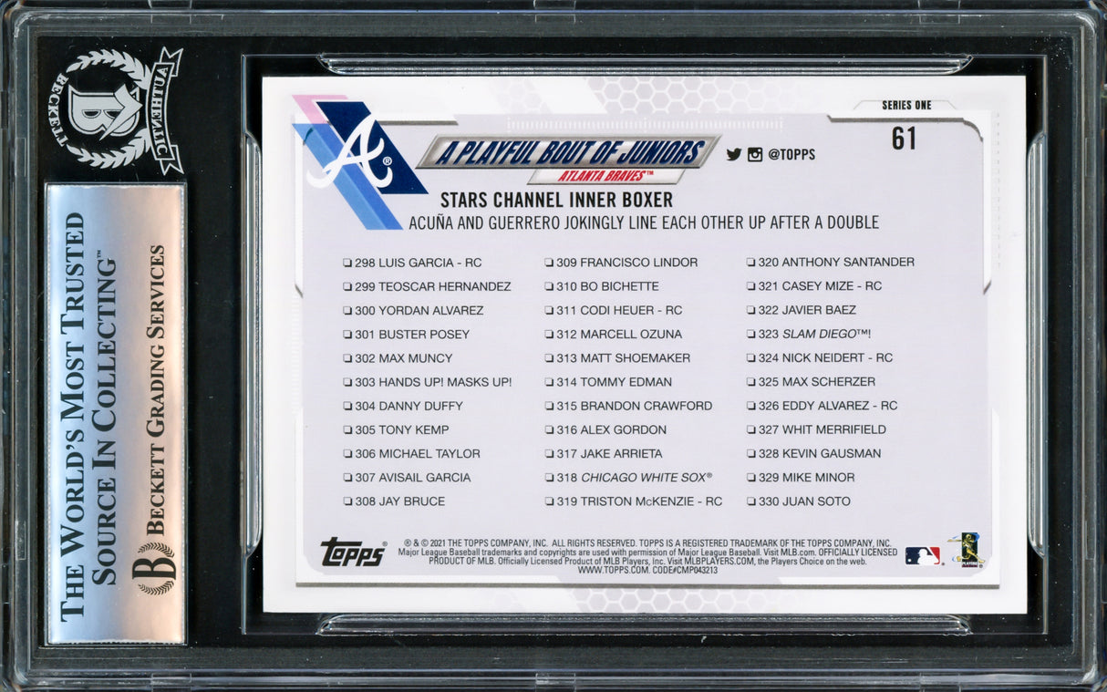 Vladimir Guerrero Jr. Autographed 2021 Topps Card #61 Toronto Blue Jays Beckett BAS Stock #221561