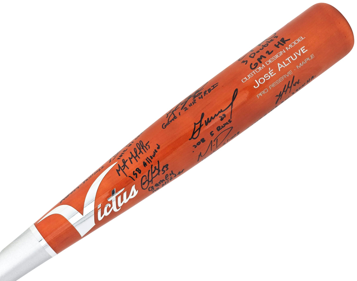 2022 World Series Champion Houston Astros Team Signed Autographed Brown & Silver Victus Jose Altuve Pro Reserve Maple Bat With 20 Signatures Including Jose Altuve & Yordan Alvarez Beckett BAS Witness Stock #220886