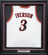 Philadelphia 76ers Allen Iverson Autographed Framed White Jersey JSA Stock #209463