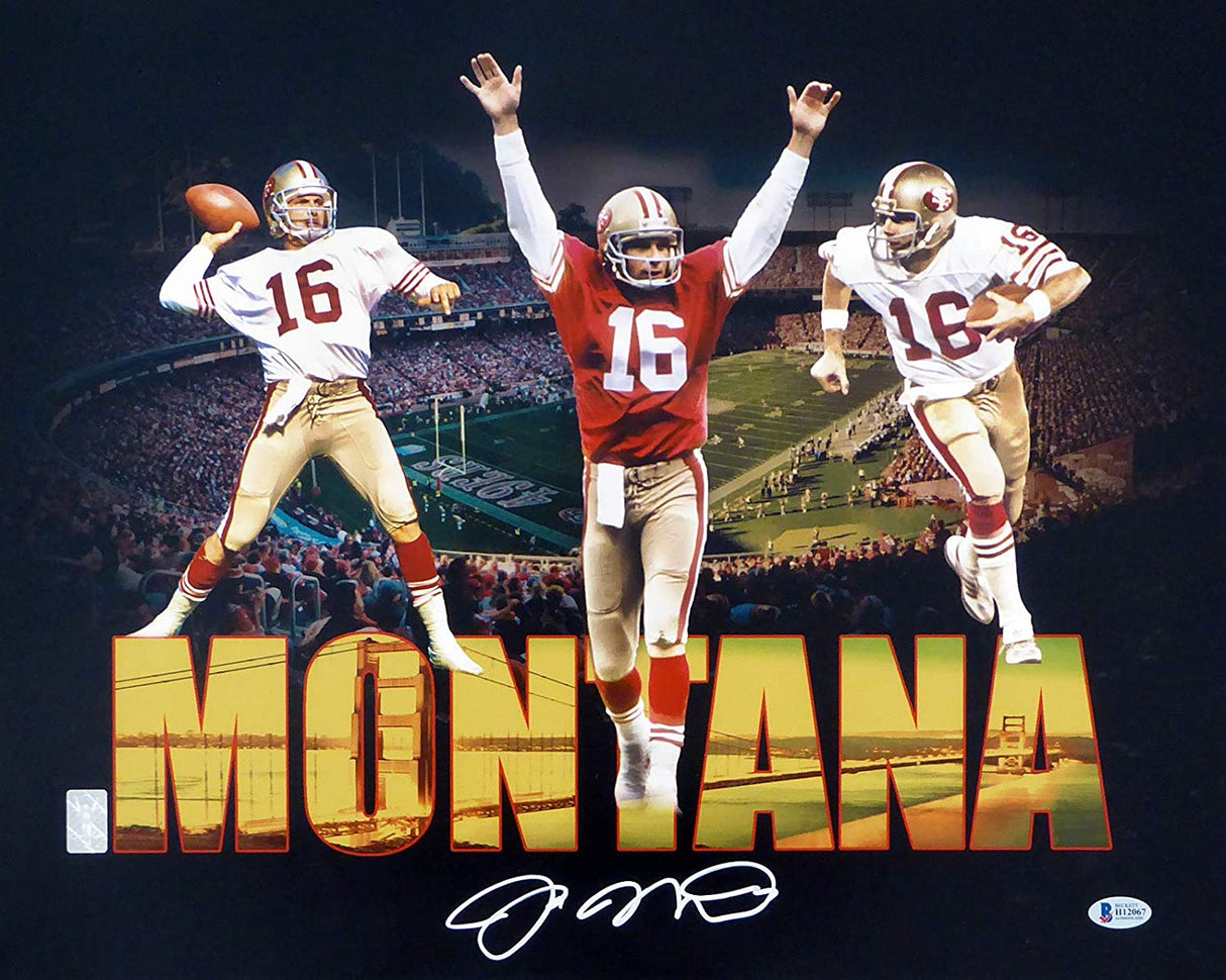 Joe Montana Autographed Framed 16x20 Photo San Francisco 49ers Beckett BAS Stock #209419