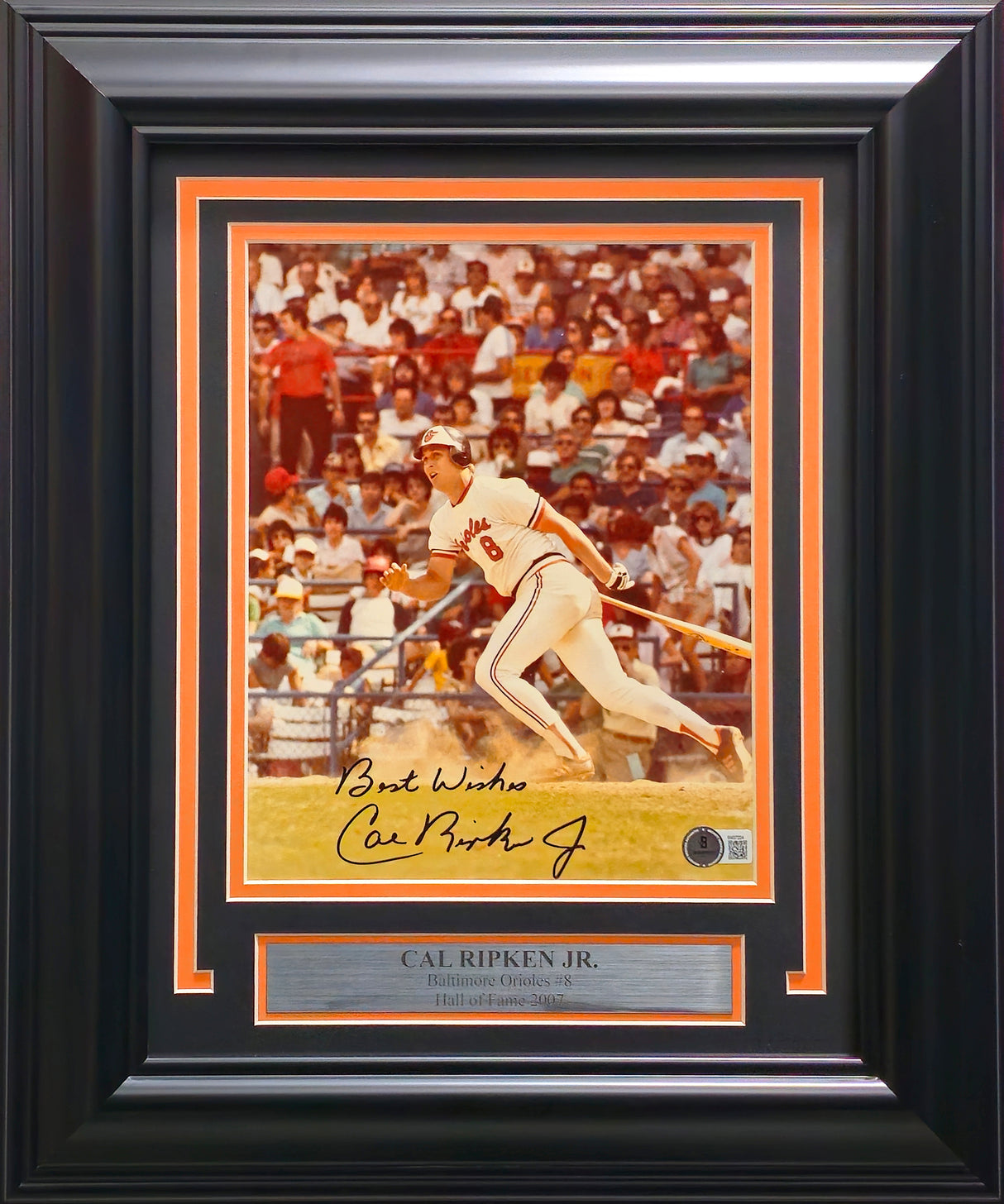Cal Ripken Jr. Autographed Framed 8x10 Photo Baltimore Orioles "Best Wishes" Beckett BAS QR #BM37224