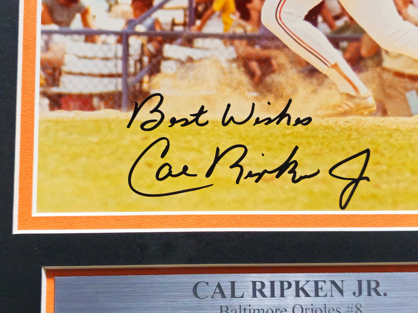 Cal Ripken Jr. Autographed Framed 8x10 Photo Baltimore Orioles "Best Wishes" Beckett BAS QR #BM37224