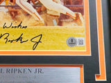 Cal Ripken Jr. Autographed Framed 8x10 Photo Baltimore Orioles "Best Wishes" Beckett BAS QR #BM37224