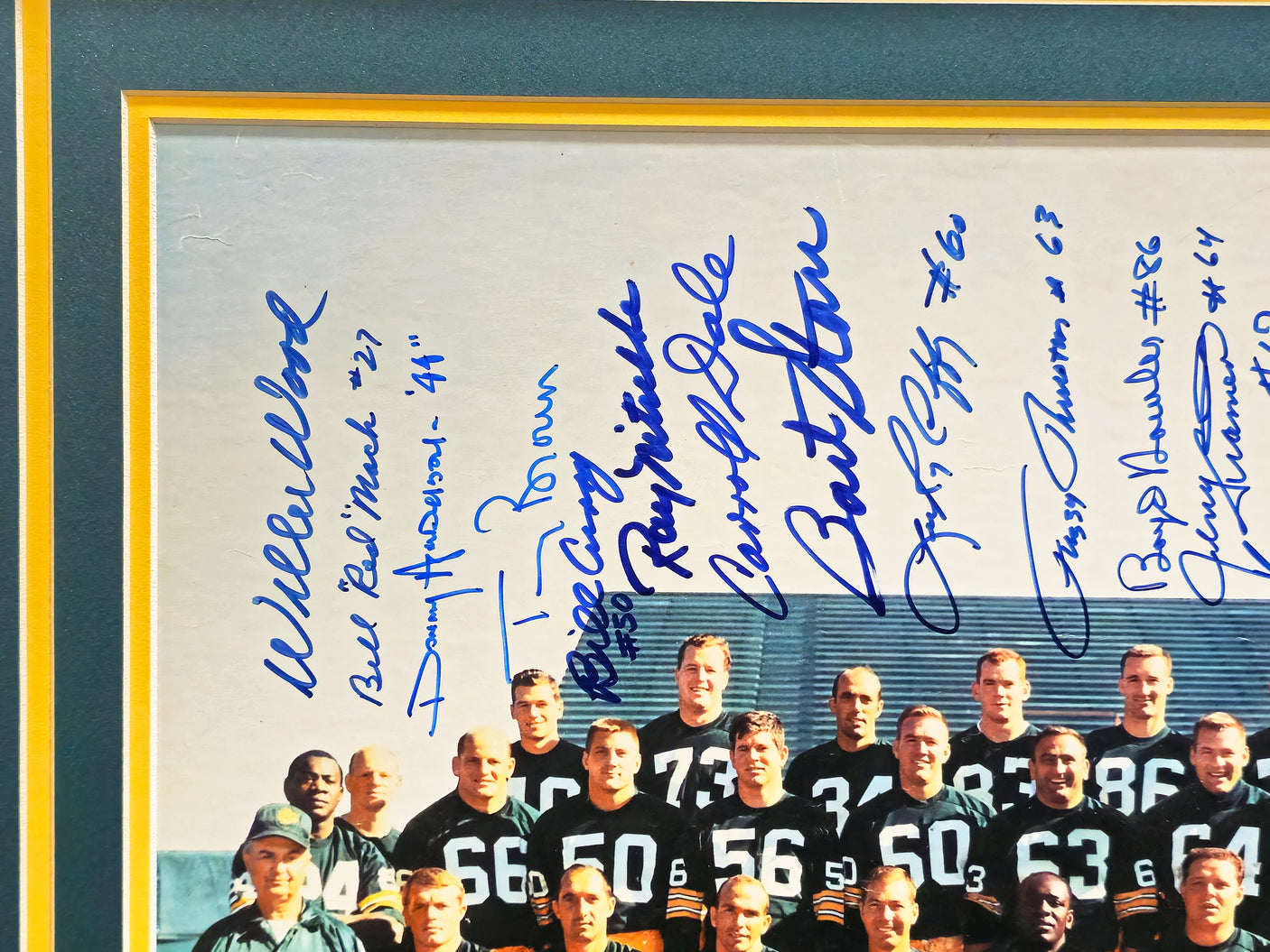 1966 Green Bay Packers Team Signed Autographed Framed 16x20 Photo With 34 Signatures Including Bart Starr Beckett BAS #AD78728