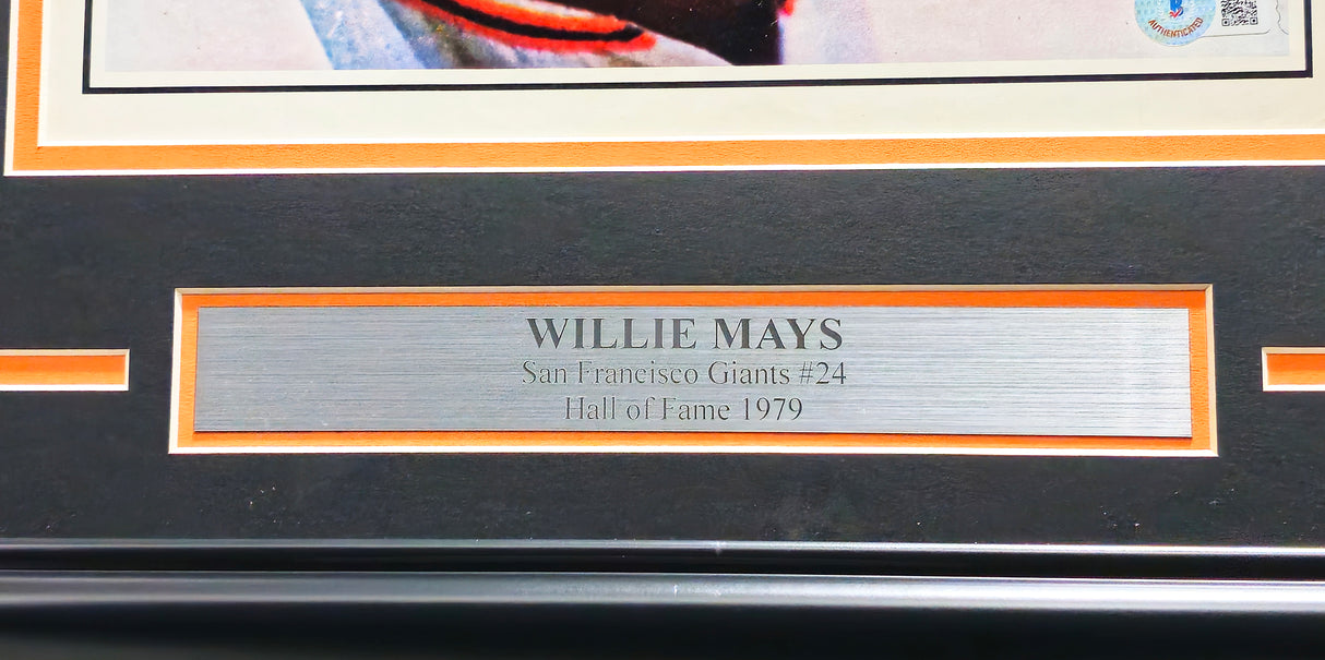 Willie Mays Autographed Framed 12x16 Poster Photo San Francisco Giants Vintage Signature Beckett BAS #AD43459