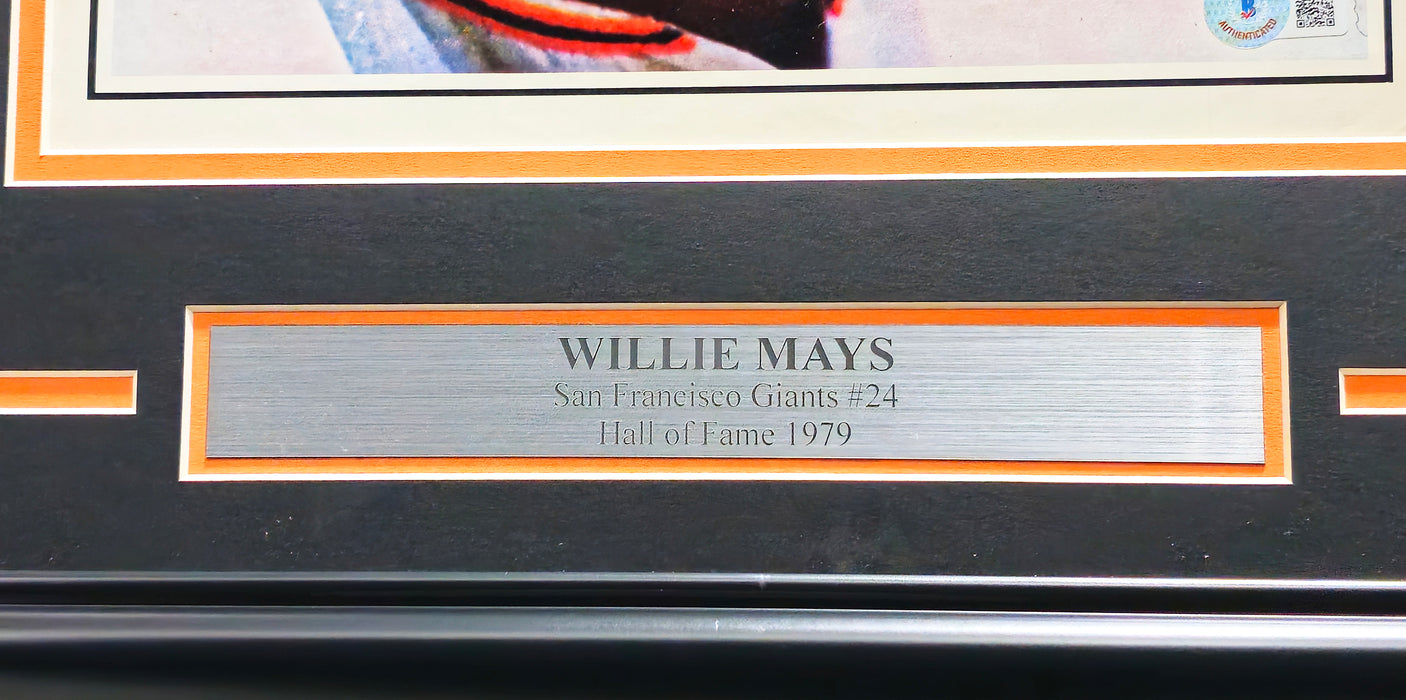 Willie Mays Autographed Framed 12x16 Poster Photo San Francisco Giants Vintage Signature Beckett BAS #AD43459