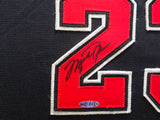 Chicago Bulls Michael Jordan Autographed Framed Black Nike Jersey PSA/DNA & UDA Holo #BAG18406
