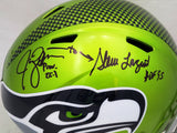 Steve Largent & Jim Zorn Autographed Seattle Seahawks Flash Green Full Size Replica Speed Helmet MCS Holo Stock #210449