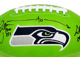 Steve Largent & Jim Zorn Autographed Seattle Seahawks Green Logo Football MCS Holo Stock #210467