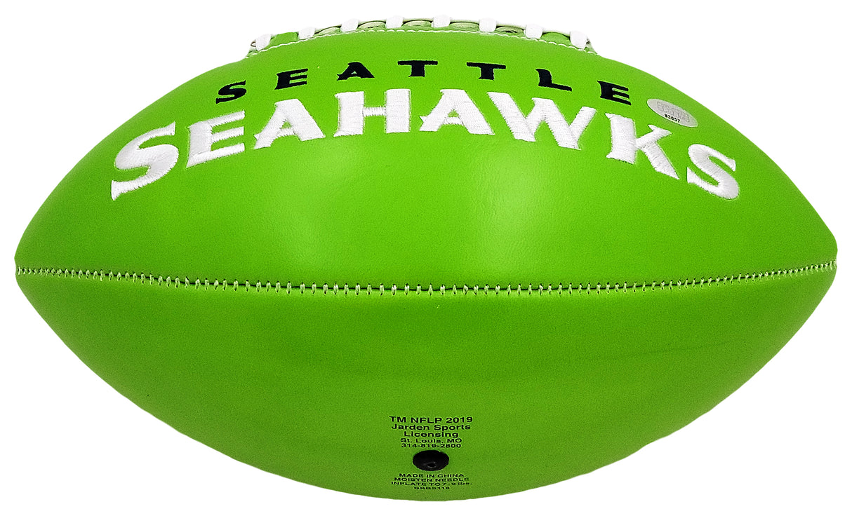 Steve Largent & Jim Zorn Autographed Seattle Seahawks Green Logo Football MCS Holo Stock #210467
