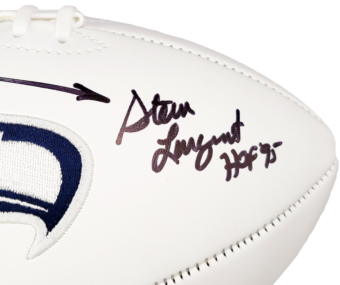 Steve Largent & Jim Zorn Autographed Seattle Seahawks White Logo Football MCS Holo Stock #210468