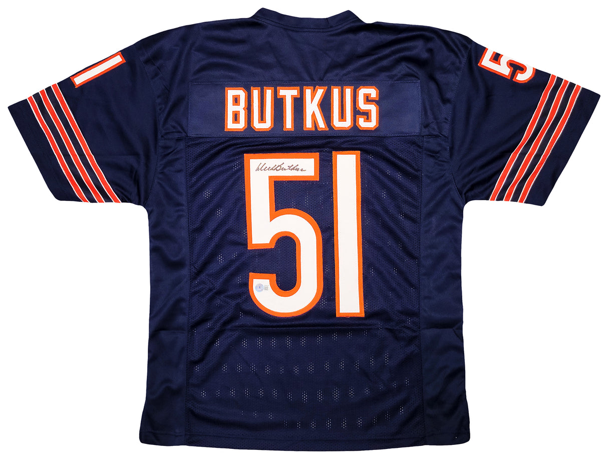 Chicago Bears Dick Butkus Autographed Blue Jersey Beckett BAS Witness Stock #210523