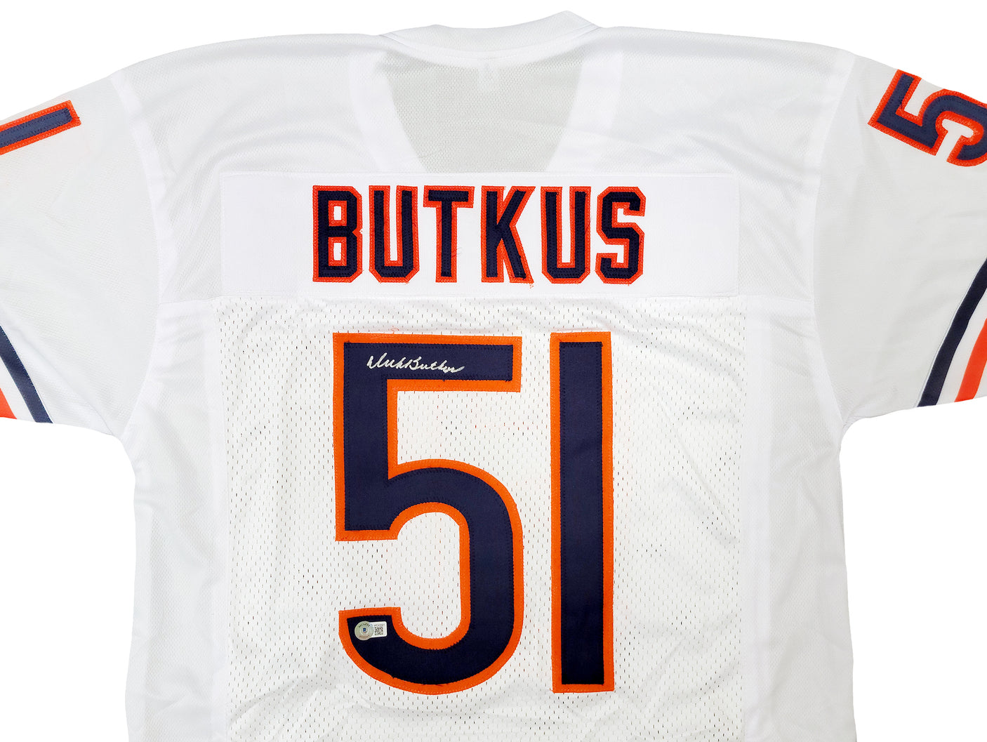 Chicago Bears Dick Butkus Autographed White Jersey Beckett BAS Witness Stock #210525