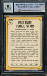 Johnny Bench Autographed 1968 Topps Rookie Card #247 Cincinnati Reds Auto Grade Gem Mint 10 Beckett BAS #14867869