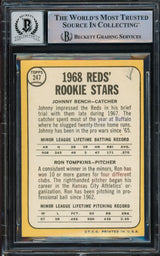 Johnny Bench Autographed 1968 Topps Rookie Card #247 Cincinnati Reds Auto Grade Gem Mint 10 Beckett BAS #14867891