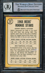 Johnny Bench Autographed 1968 Topps Rookie Card #247 Cincinnati Reds Auto Grade Gem Mint 10 Beckett BAS #14867897