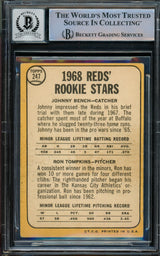 Johnny Bench Autographed 1968 Topps Rookie Card #247 Cincinnati Reds Auto Grade Gem Mint 10 Beckett BAS #14867890