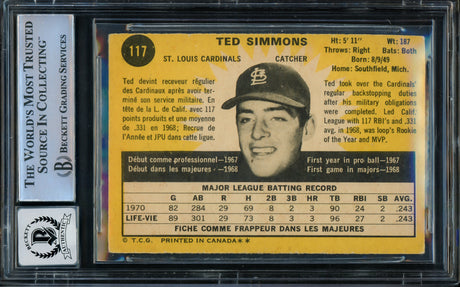 Ted Simmons Autographed 1971 O-Pee-Chee Rookie Card #117 St. Louis Cardinals Auto Grade Gem Mint 10 Beckett BAS #14867946