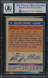 Julius Dr. J Erving Autographed 1972-73 Topps Rookie Card #195 Virginia Squires Auto Grade Gem Mint 10 Beckett BAS #14867957