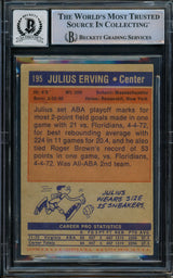Julius Dr. J Erving Autographed 1972-73 Topps Rookie Card #195 Virginia Squires Auto Grade Gem Mint 10 Beckett BAS #14867956