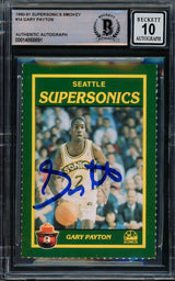 Gary Payton Autographed 1990-91 Smokey The Bear Rookie Card #14 Seattle Supersonics Auto Grade Gem Mint 10 Beckett BAS #14868891