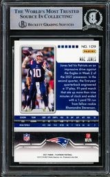Mac Jones Autographed 2021 Panini Playbook Orange Rookie Card #109 New England Patriots Beckett BAS #14860685