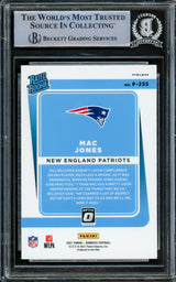 Mac Jones Autographed 2021 Donruss Optic Preview Red & Green Rookie Card #P-255 New England Patriots Beckett BAS #14860693