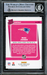 Mac Jones Autographed 2021 Donruss Rated Rookie Portrait Rookie Card #255 New England Patriots Beckett BAS #14860800