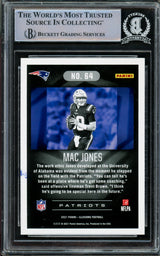 Mac Jones Autographed 2021 Panini Illusions Blue Sapphire Rookie Card #64 New England Patriots Beckett BAS #14860801
