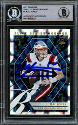 Mac Jones Autographed 2021 Donruss Elite Series Rookies Rookie Card #ESR-MJO New England Patriots Beckett BAS #14860822