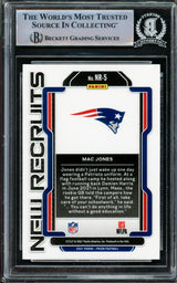 Mac Jones Autographed 2021 Panini Prizm New Recruits Rookie Card #NR-5 New England Patriots Beckett BAS #14860960
