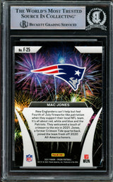 Mac Jones Autographed 2021 Panini Prizm Fireworks Rookie Card #F-25 New England Patriots Beckett BAS #14860967