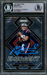 Mac Jones Autographed 2021 Panini Prizm Emergent Rookie Card #E-6 New England Patriots Beckett BAS #14860970