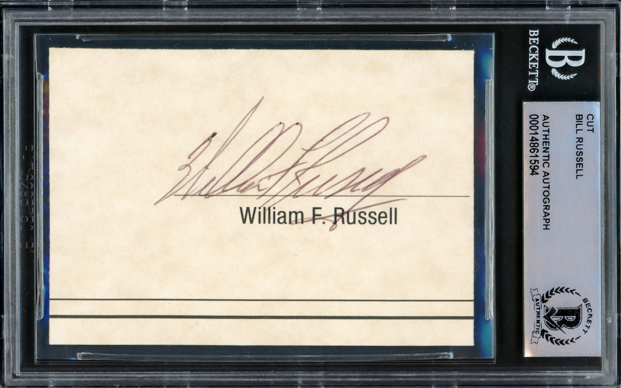 Bill Russell Autographed 2.5x3.5 Cut Signature Boston Celtics Full Name Beckett BAS #14861594