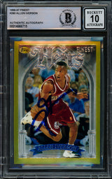 Allen Iverson Autographed 1996-97 Topps Finest Gold Rookie Card #280 Philadelphia 76ers Auto Grade Gem Mint 10 Beckett BAS #14866715
