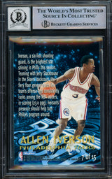 Allen Iverson Autographed 1996-97 E-X2000 Star Date Rookie Card #7 Philadelphia 76ers Auto Grade Gem Mint 10 Beckett BAS #14866785