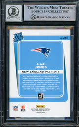 Mac Jones Autographed 2021 Donruss Rated Rookie Red Press Proof Rookie Card #255 New England Patriots Auto Grade Gem Mint 10 Beckett BAS #14867219