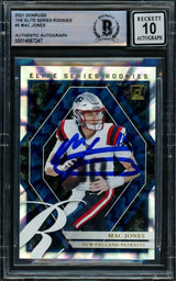 Mac Jones Autographed 2021 Donruss Elite Series Rookies Rookie Card #ESR-MJO New England Patriots Auto Grade Gem Mint 10 Beckett BAS #14867247